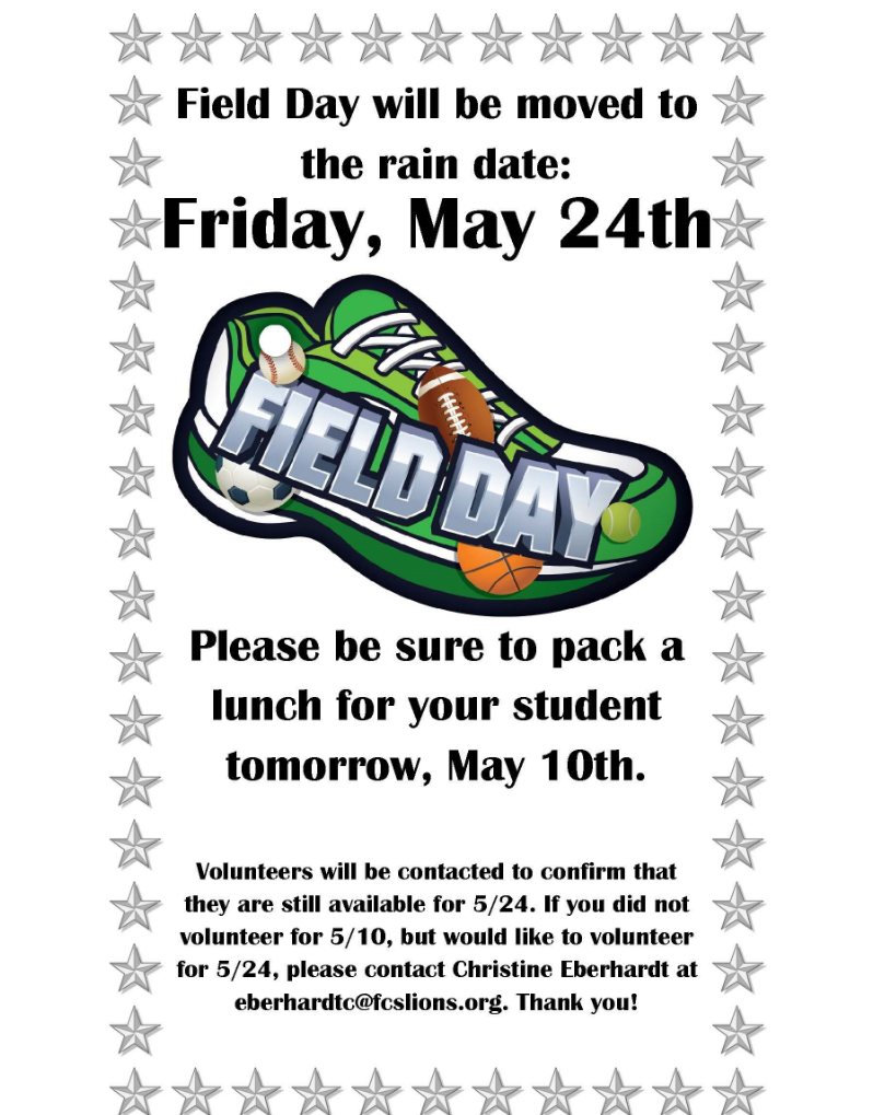 Field Day moved to May 24th